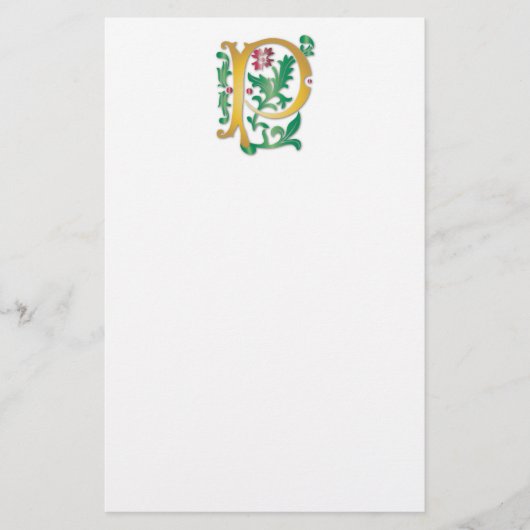 Brief P Monogram Fleur de lis Briefpapier (Voorkant)