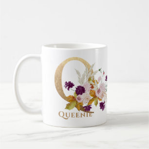 Brief Q - Gold Floral Name zustercollega Koffiemok
