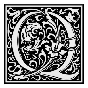 Brief Q Middeleeuws Monogram Art Nouveau Perfect Poster