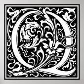 Brief Q Middeleeuws Monogram Art Nouveau Poster (Voorkant)