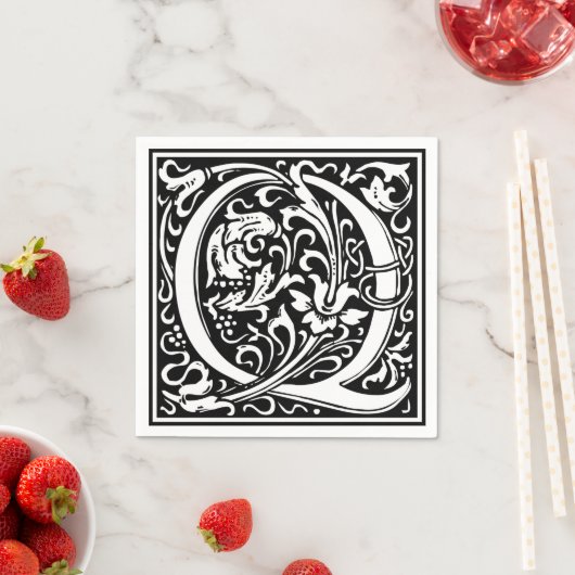 Brief Q Middeleeuws Monogram Art Nouveau Servetten (Insitu)
