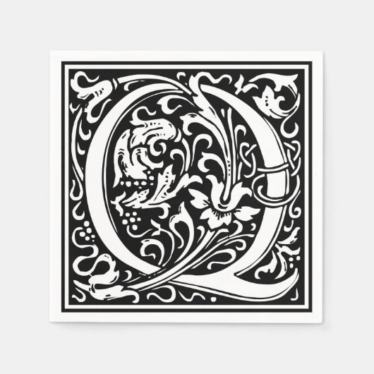 Brief Q Middeleeuws Monogram Art Nouveau Servetten (Voorkant)