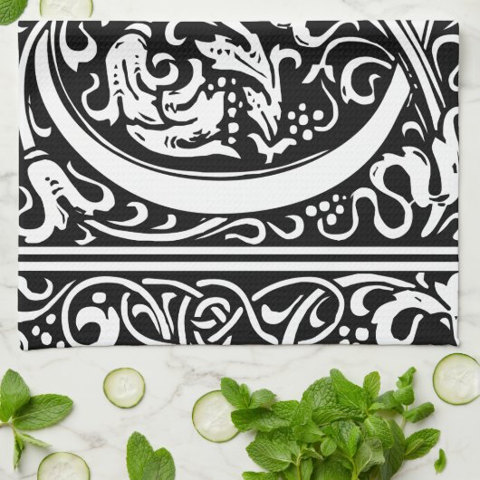 Brief Q Middeleeuws Monogram Art Nouveau Theedoek (Gevouwen)