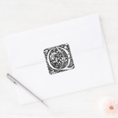 Brief Q Middeleeuws Monogram Art Nouveau Vierkante Sticker (Envelop)