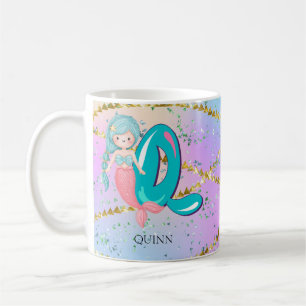 Brief Q Monogram Waterverf Cute Mermaid Nursery Koffiemok