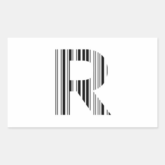 BRIEF R BAR CODE Eerste Initiaal Barcode Patroon Rechthoekige Sticker (Voorkant)