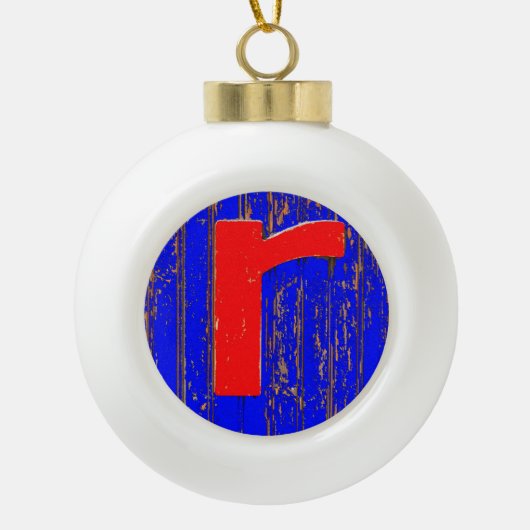 Brief r keramische bal ornament (Voorkant)