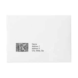 Brief R Middeleeuws Monogram Art Nouveau Adreslabel Wikkel