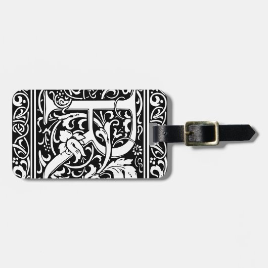 Brief R Middeleeuws Monogram Art Nouveau Bagagelabel (Voorkant horizontaal)