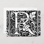 Brief R Middeleeuws Monogram Art Nouveau Briefkaart (Voorkant / Achterkant)