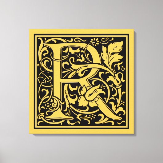 Brief R Middeleeuws Monogram Art Nouveau Canvas Afdruk (Voorkant)