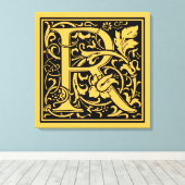 Brief R Middeleeuws Monogram Art Nouveau Canvas Afdruk (Insitu (Houten vloer))