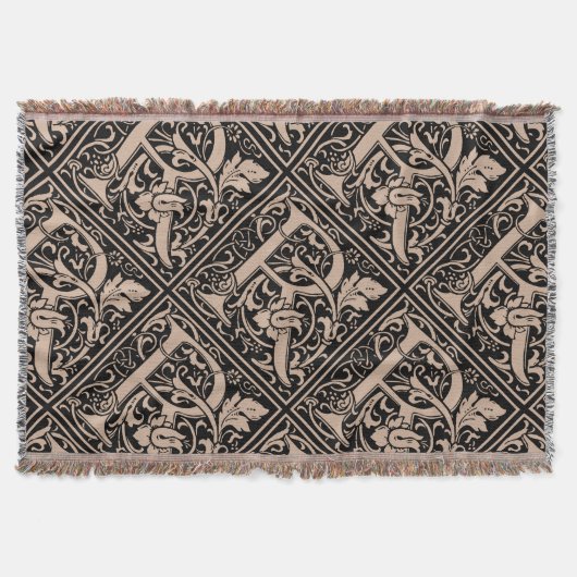 Brief R Middeleeuws Monogram Art Nouveau Deken (Voorkant)