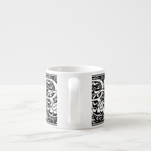 Brief R Middeleeuws Monogram Art Nouveau Espresso Kop (Achterkant)