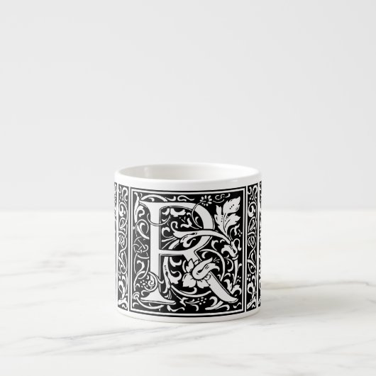 Brief R Middeleeuws Monogram Art Nouveau Espresso Kop (Voorkant)