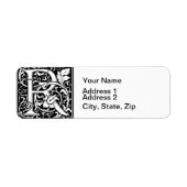 Brief R Middeleeuws Monogram Art Nouveau Etiket (Voorkant)