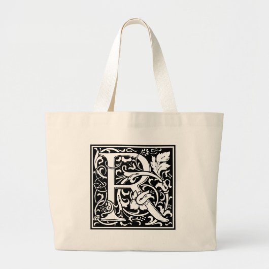 Brief R Middeleeuws Monogram Art Nouveau Grote Tote Bag (Voorkant)