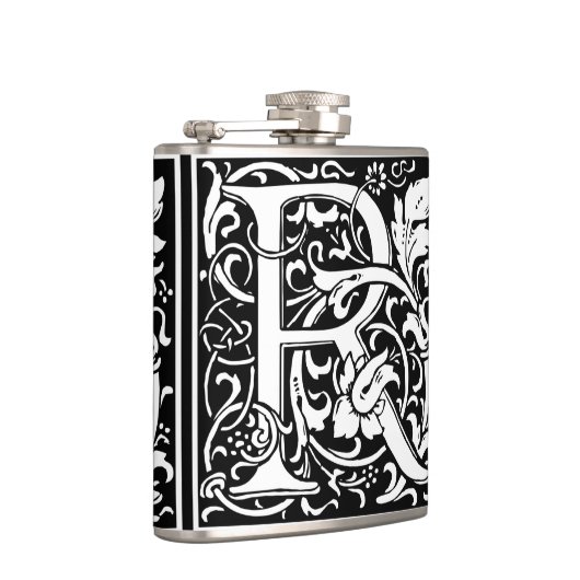 Brief R Middeleeuws Monogram Art Nouveau Heupfles (Rechts)