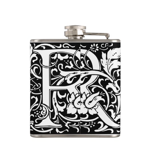 Brief R Middeleeuws Monogram Art Nouveau Heupfles (Achterkant)