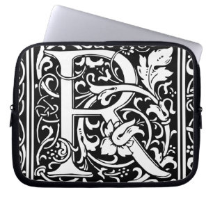 Brief R Middeleeuws Monogram Art Nouveau Laptop Sleeve