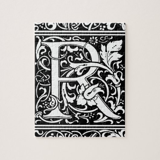 Brief R Middeleeuws Monogram Art Nouveau Legpuzzel (Verticaal)