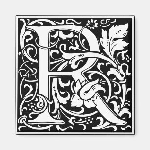 Brief R Middeleeuws Monogram Art Nouveau Magneet