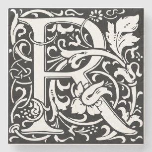 Brief R Middeleeuws Monogram Art Nouveau Stenen Onderzetter