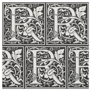 Brief R Middeleeuws Monogram Art Nouveau Stof