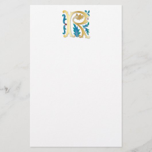 Brief R Monogram Fleur de lis Briefpapier (Voorkant)