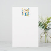 Brief R Monogram Fleur de lis Briefpapier (Staand voorkant)