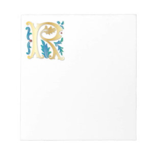 Brief R Monogram Fleur de lis Notitieblok