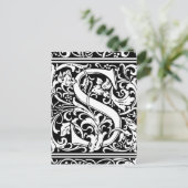 Brief S Middeleeuws Monogram Art Nouveau Briefkaart (Staand voorkant)
