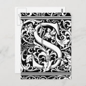 Brief S Middeleeuws Monogram Art Nouveau Briefkaart (Voorkant / Achterkant)