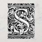 Brief S Middeleeuws Monogram Art Nouveau Briefkaart (Voorkant)