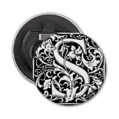 Brief S Middeleeuws Monogram Art Nouveau Button Flesopener (Voorkant)
