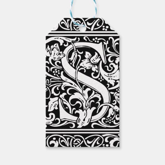 Brief S Middeleeuws Monogram Art Nouveau Cadeaulabel (Voorkant)