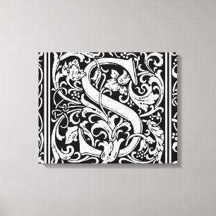 Brief S Middeleeuws Monogram Art Nouveau Canvas Afdruk