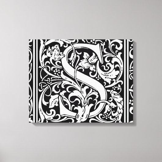Brief S Middeleeuws Monogram Art Nouveau Canvas Afdruk (Voorkant)