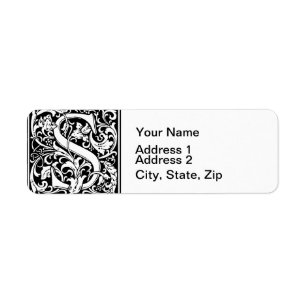 Brief S Middeleeuws Monogram Art Nouveau Etiket