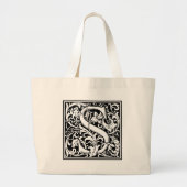 Brief S Middeleeuws Monogram Art Nouveau Grote Tote Bag (Voorkant)