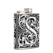 Brief S Middeleeuws Monogram Art Nouveau Heupfles (Rechts)