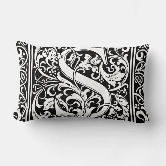 Brief S Middeleeuws Monogram Art Nouveau Kussen (Voorkant)