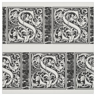 Brief S Middeleeuws Monogram Art Nouveau Stof