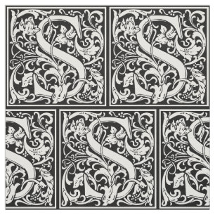 Brief S Middeleeuws Monogram Art Nouveau Stof