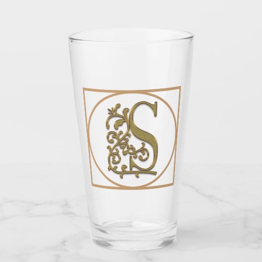 BRIEF S MONOGRAM Beauful Wedding New Home Gift Glas (Voorkant)