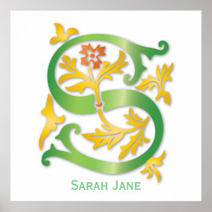 Brief S Monogram Fleur de lis Poster