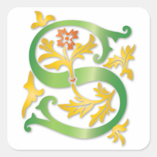 Brief S Monogram Fleur de lis Vierkante Sticker
