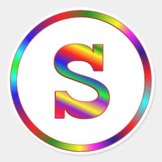 Brief S regenboog Ronde Sticker