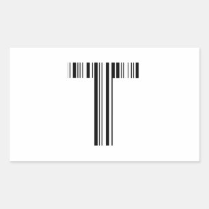 BRIEF T BAR CODE Eerste Initiaal Barcode Patroon Rechthoekige Sticker