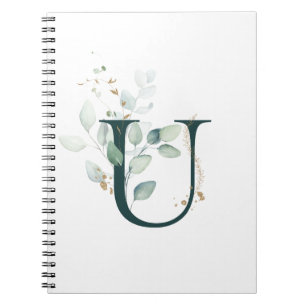 Brief T Eucalyptus en Gold Monogramed Notitieboek
